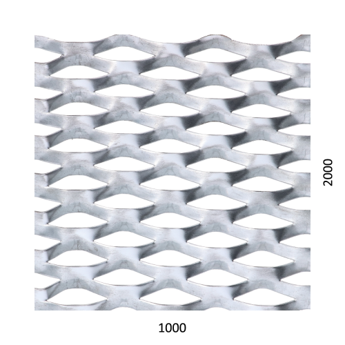 Tahokov Zn kosočtvorcové oko: 62 x 25 mm, můstek: 9 mm (2000 x 1000 x 1,5 mm)